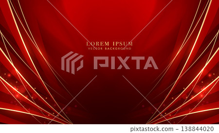Luxury abstract background with red shades and elegant golden lines radiating from edges to center Luxury abstract background with red shades and elegant golden lines radiating from edges to center 138844020