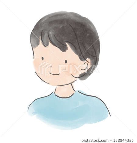 一幅人物肖像，表情溫和，氛圍寧靜；上半身插圖。 138844385