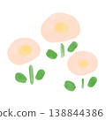 A simple and cute flower illustration featuring a row of round flowers in gentle colors. 138844386