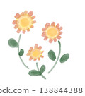 A warm and cozy plant illustration featuring a row of gentle orange flowers 138844388
