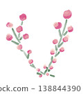 A simple plant illustration of a branch with small, gentle pink fruits 138844390