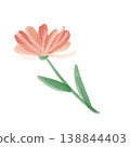A simple illustration of a gentle pink flower and leaves 138844403