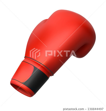 3D Red boxing glove, martial sport game equipment, boxer fight hand protective sportswear realistic vector illustration 138844497