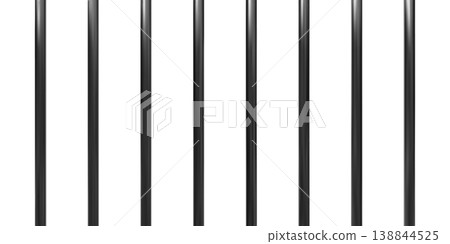 Jail bar vector 3D realistic illustration, prison window or gate grate, vertical black metal lattice, cage iron fence Jail bar vector 3D realistic illustration, prison window or gate grate, vertical black metal lattice, cage iron fence 138844525