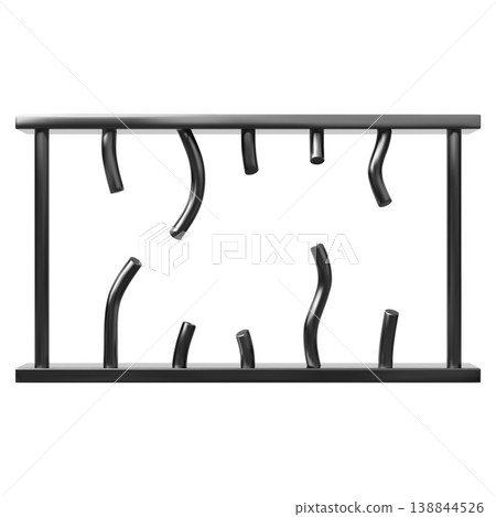 A realistic prison window with broken iron bars, icon. A realistic prison window with broken iron bars, icon. 138844526