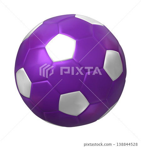 Soccer ball realistic 3D vector icon, football ball, sports equipment for field team game, purple white hexagon pattern Soccer ball realistic 3D vector icon, football ball, sports equipment for field team game, purple white hexagon pattern 138844528