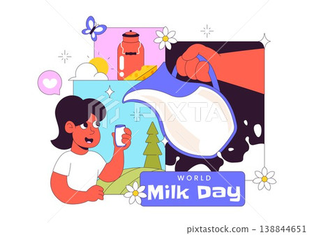 World Milk Day Vector Illustration Fresh Dairy Concept With Cow Farm Milk Bottle Cheese And Healthy Nutrition Theme For Celebration Design World Milk Day Vector Illustration Fresh Dairy Concept With Cow Farm Milk Bottle Cheese And Healthy Nutrition Theme For Celebration Design 138844651