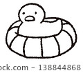 鴨子騎在救生圈上的線描圖 138844868