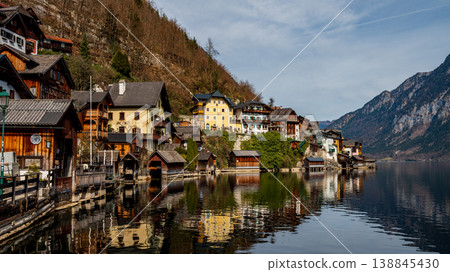 Hallstatt village with alpine lake and mountains, Austria scenic landscape 138845430