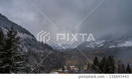 Nasty weather in the Alps. Dark cloudy sky and overcast before the rain and storm. Stormy weather. Nasty weather in the Alps. Dark cloudy sky and overcast before the rain and storm. Stormy weather. 138845443