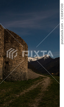 Ruins of the Castle of Tolmin in Slovenia at night 138845500