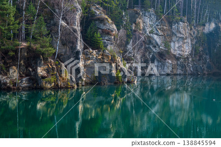Adrspach Teplice Rocks Sandstone Formations and Forest Trail in Czech Republic Adrspach Teplice Rocks Sandstone Formations and Forest Trail in Czech Republic 138845594