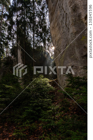 Adrspach Teplice Rocks Sandstone Formations and Forest Trail in Czech Republic 138845596