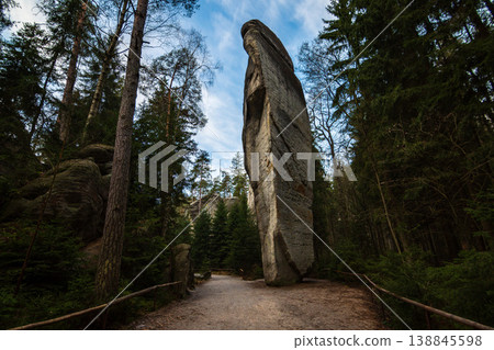 Adrspach Teplice Rocks Sandstone Formations and Forest Trail in Czech Republic 138845598