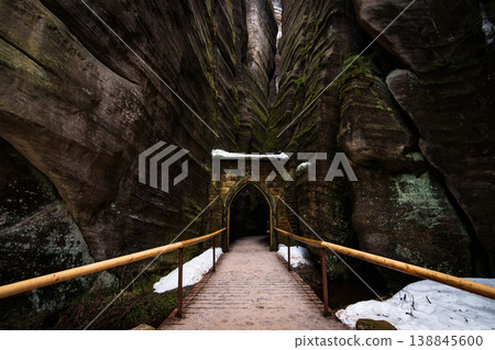 Adrspach Teplice Rocks Sandstone Formations and Forest Trail in Czech Republic Adrspach Teplice Rocks Sandstone Formations and Forest Trail in Czech Republic 138845600