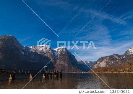 Alpine lake, river with mountain reflections and dramatic mountains in Austria Alpine lake, river with mountain reflections and dramatic mountains in Austria 138845621