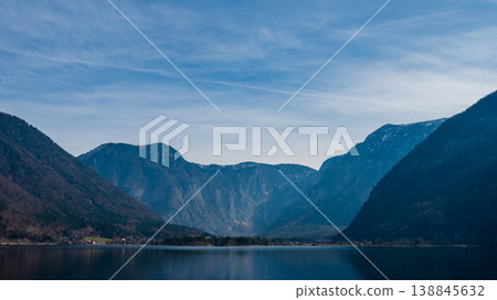 Alpine lake, river with mountain reflections and dramatic mountains in Austria Alpine lake, river with mountain reflections and dramatic mountains in Austria 138845632