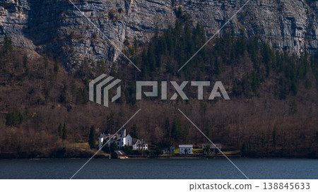 Alpine lake, river with mountain reflections and dramatic mountains in Austria Alpine lake, river with mountain reflections and dramatic mountains in Austria 138845633