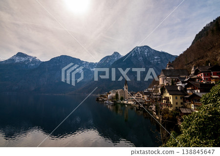 Hallstatt village with alpine lake and mountains, Austria scenic landscape 138845647