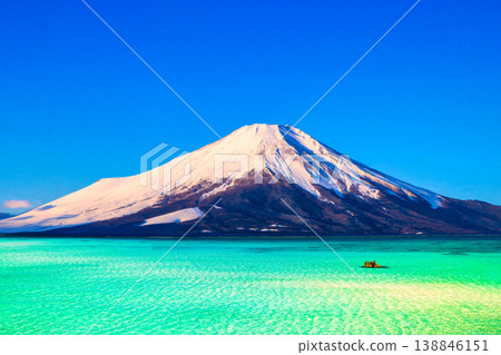 Okinawa's beautiful coral reef sea and Mt. Fuji synthesis 138846151
