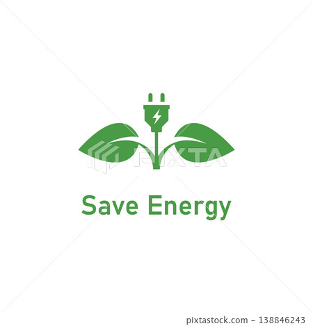 Save energy symbol. Energy icon with green leaf. Eco friendly environmentally icons. Save energy logo label icon badge sticker symbol banner circle stamp line vector isolated illustration. Save energy symbol. Energy icon with green leaf. Eco friendly environmentally icons. Save energy logo label icon badge sticker symbol banner circle stamp line vector isolated illustration. 138846243