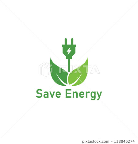 Save energy symbol. Energy icon with green leaf. Eco friendly environmentally icons. Save energy logo label icon badge sticker symbol banner circle stamp line vector isolated illustration. Save energy symbol. Energy icon with green leaf. Eco friendly environmentally icons. Save energy logo label icon badge sticker symbol banner circle stamp line vector isolated illustration. 138846274