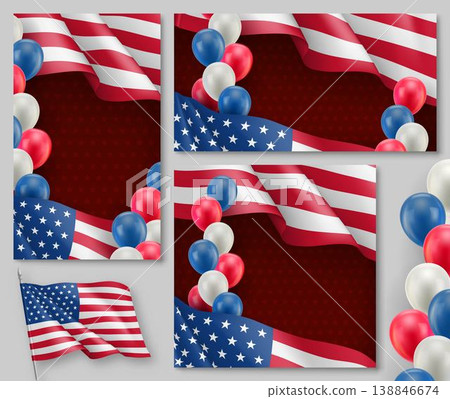 USA country patriotic banners set 138846674