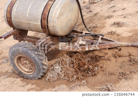 old rusty tank with a big hydraulic tank old rusty tank with a big hydraulic tank 138846744