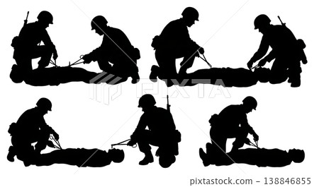 Black Solid Medic Bullet Extraction Forceps Silhouettes Set Of Six On White Background Black Solid Medic Bullet Extraction Forceps Silhouettes Set Of Six On White Background 138846855
