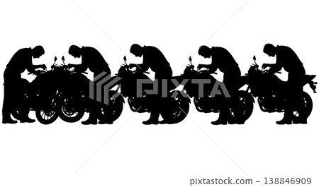 Black Solid Brake Fluid Level Check Silhouettes Black Solid Brake Fluid Level Check Silhouettes 138846909