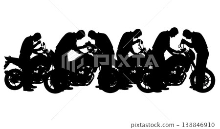 Black Solid Brake Fluid Level Check Silhouettes 138846910