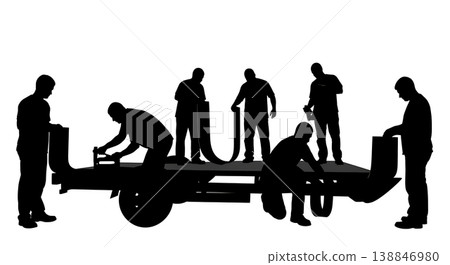Black Solid Boat Trailer Bunk Carpet Replacement Silhouettes Set of Six on White Background Black Solid Boat Trailer Bunk Carpet Replacement Silhouettes Set of Six on White Background 138846980