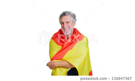 Senior man smiling with national flag, transparent background Senior man smiling with national flag, transparent background 138847367