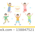 一組兒童跳躍的插圖 138847521
