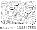 一套流行時尚的手寫體對話框和插圖。 138847553