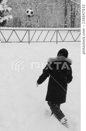 black and white portrait of a girl with a ball 138847832