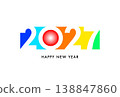 Postcard template, New Year's card material for 2027 (Year of the Sheep), horizontal format, simple pop, auspicious, colorful rainbow. Postcard template, New Year's card material for 2027 (Year of the Sheep), horizontal format, simple pop, auspicious, colorful rainbow. 138847860