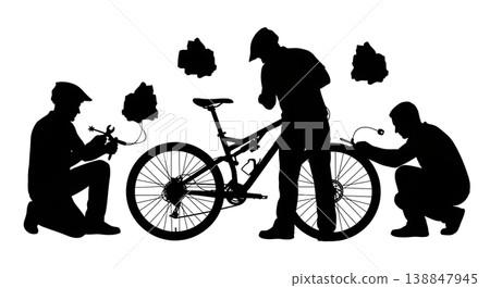 Black Solid Dropper Post Cable Adjustment Silhouettes Black Solid Dropper Post Cable Adjustment Silhouettes 138847945
