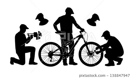 Black Solid Dropper Post Cable Adjustment Silhouettes Black Solid Dropper Post Cable Adjustment Silhouettes 138847947