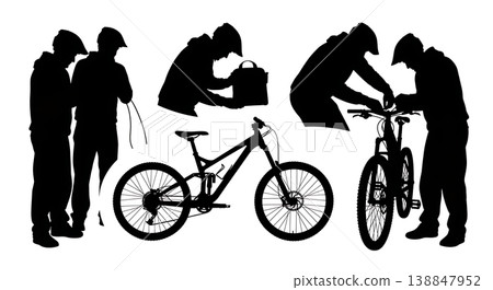 Black Solid Dropper Post Cable Adjustment Silhouettes Black Solid Dropper Post Cable Adjustment Silhouettes 138847952