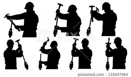 Black Solid Driveshaft Universal Joint Replacement Silhouettes Set of Six on White Background Black Solid Driveshaft Universal Joint Replacement Silhouettes Set of Six on White Background 138847964