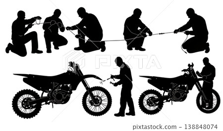 Black Solid Dirt Bike Clutch Cable Silhouettes 138848074