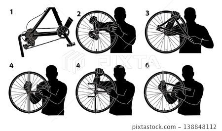 Black Solid Derailleur Hanger Alignment Mechanic Silhouettes Black Solid Derailleur Hanger Alignment Mechanic Silhouettes 138848112