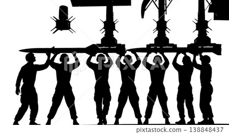 Black Solid Cockpit Avionics Troubleshooting Mechanics Silhouettes Set of Six on White Background Black Solid Cockpit Avionics Troubleshooting Mechanics Silhouettes Set of Six on White Background 138848437
