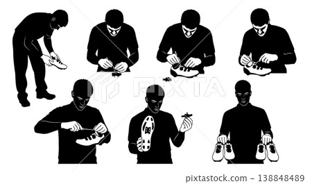 Black Solid Classic Wire Wheel Polishing Silhouettes Black Solid Classic Wire Wheel Polishing Silhouettes 138848489