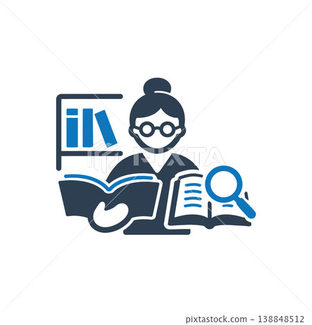 Professional Librarian Researching Literature and Knowledge icon Professional Librarian Researching Literature and Knowledge icon 138848512