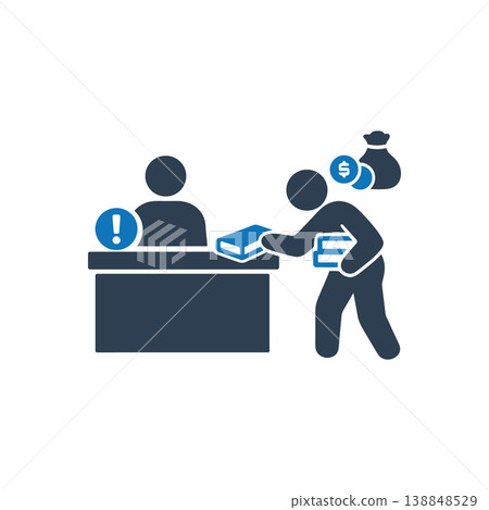 Library Fine Payment Desk Icon Library Fine Payment Desk Icon 138848529