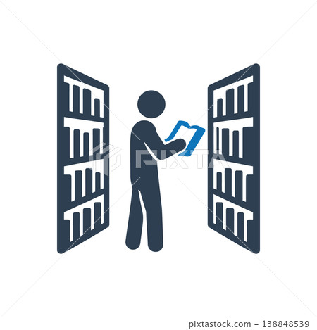 Browsing Through Library Aisles Icon Browsing Through Library Aisles Icon 138848539