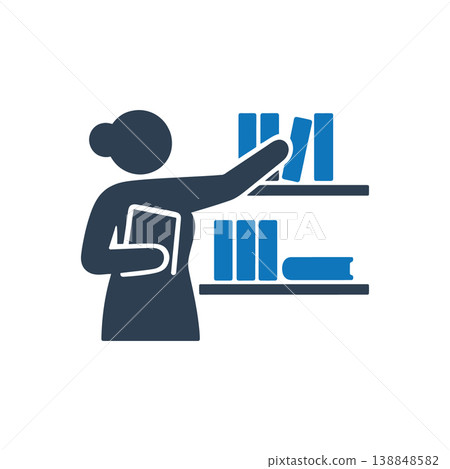 Organizing The Library Collection Icon Organizing The Library Collection Icon 138848582
