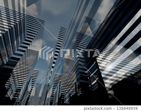 3D illustration of a cityscape made of glass buildings 3D illustration of a cityscape made of glass buildings 138848939